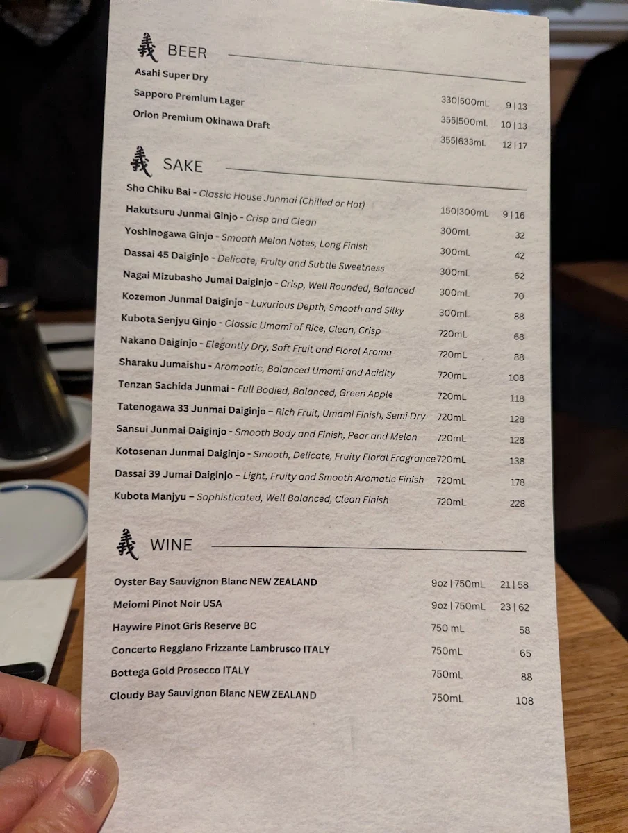 Menu, Sushi Hil