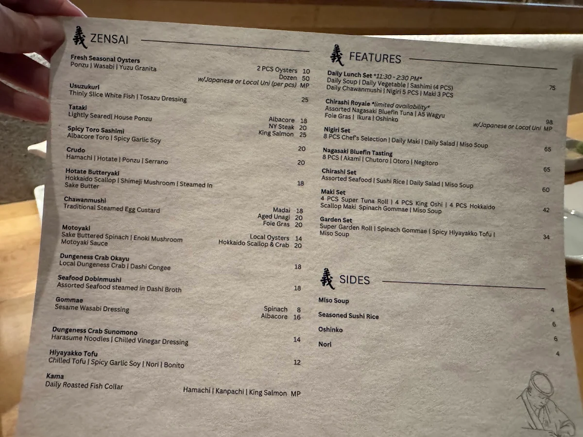 Menu, Sushi Hil