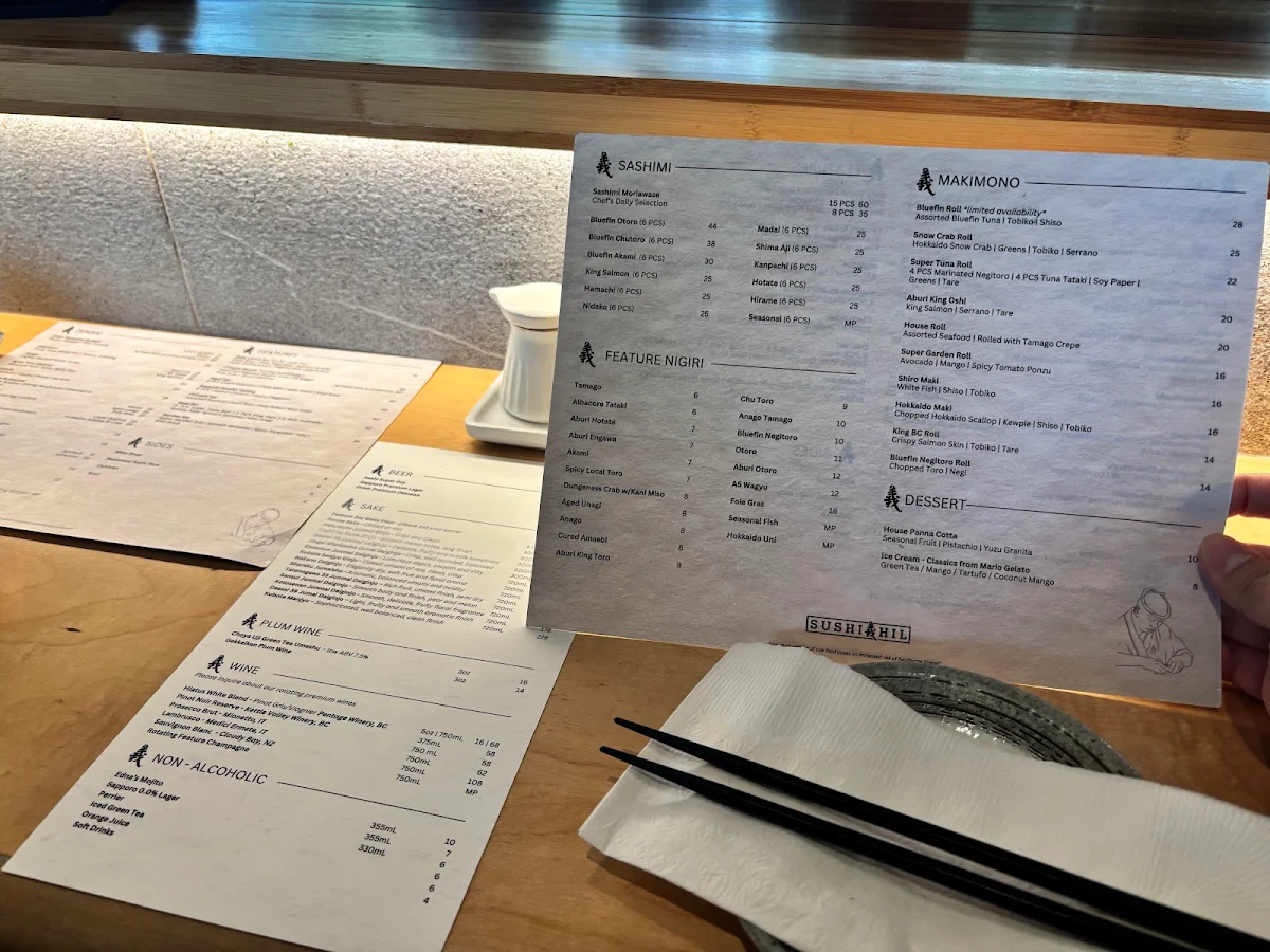 Menu, Sushi Hil