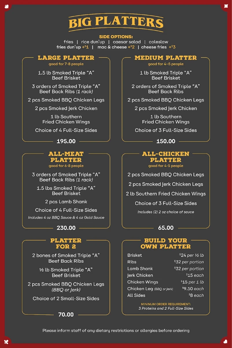 Menu, Chainsmoker Urban BBQ - Etobicoke