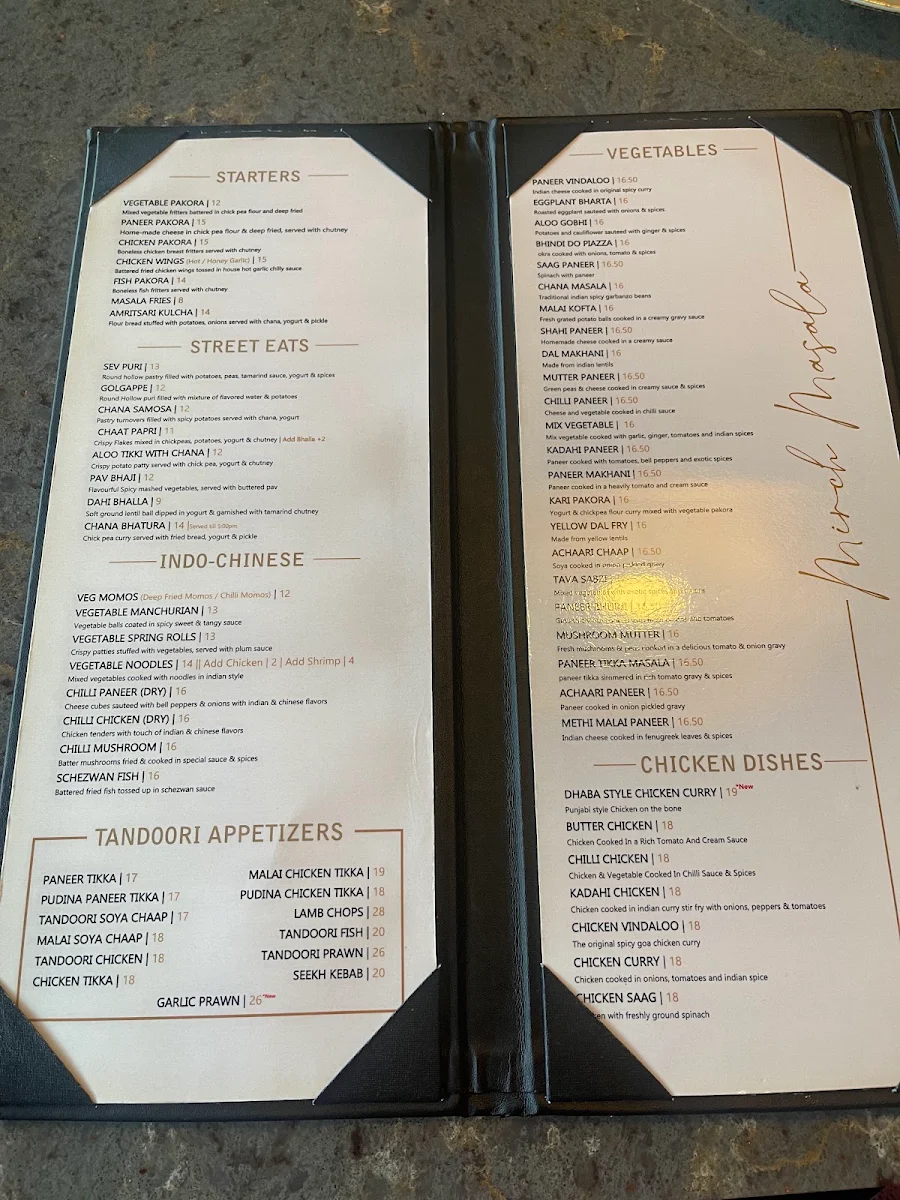 Menu, Mirch Masala Indian Cuisine | Delta/Surrey