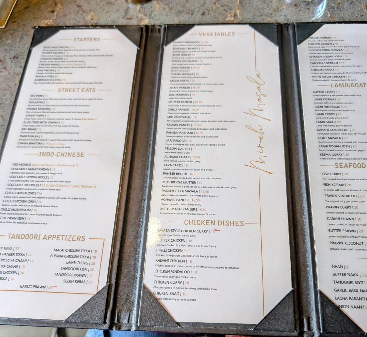 Menu, Mirch Masala Indian Cuisine | Delta/Surrey
