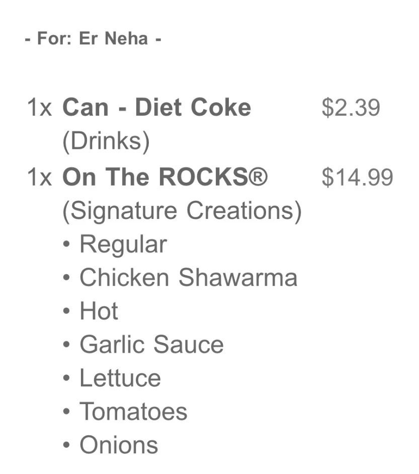 Menu, Osmow's Shawarma