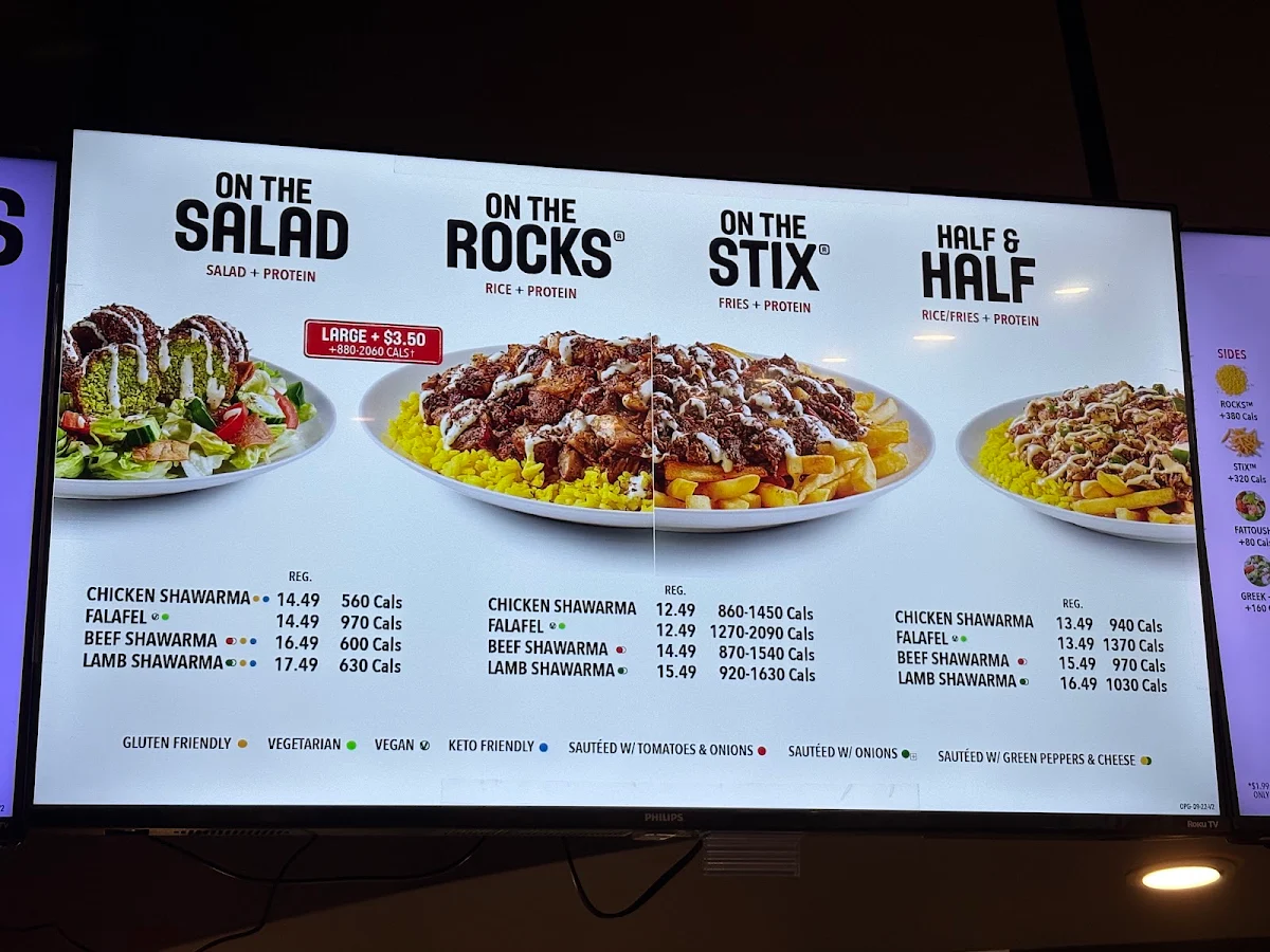Menu, Osmow's Shawarma