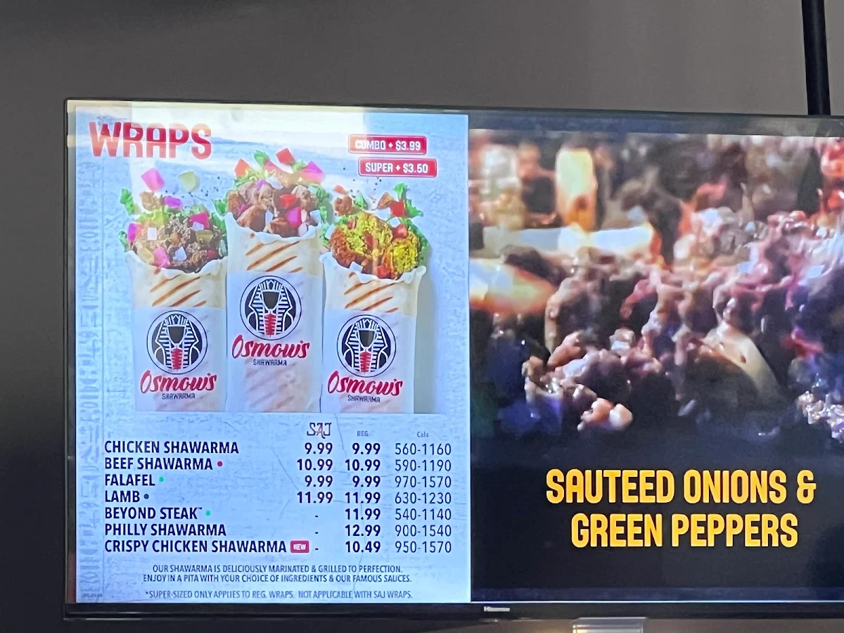 Menu, Osmow's Shawarma