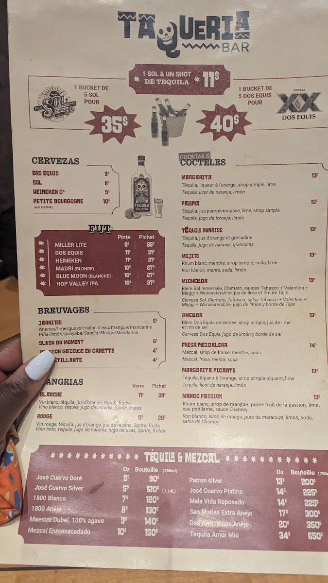 Menu, La Taquería