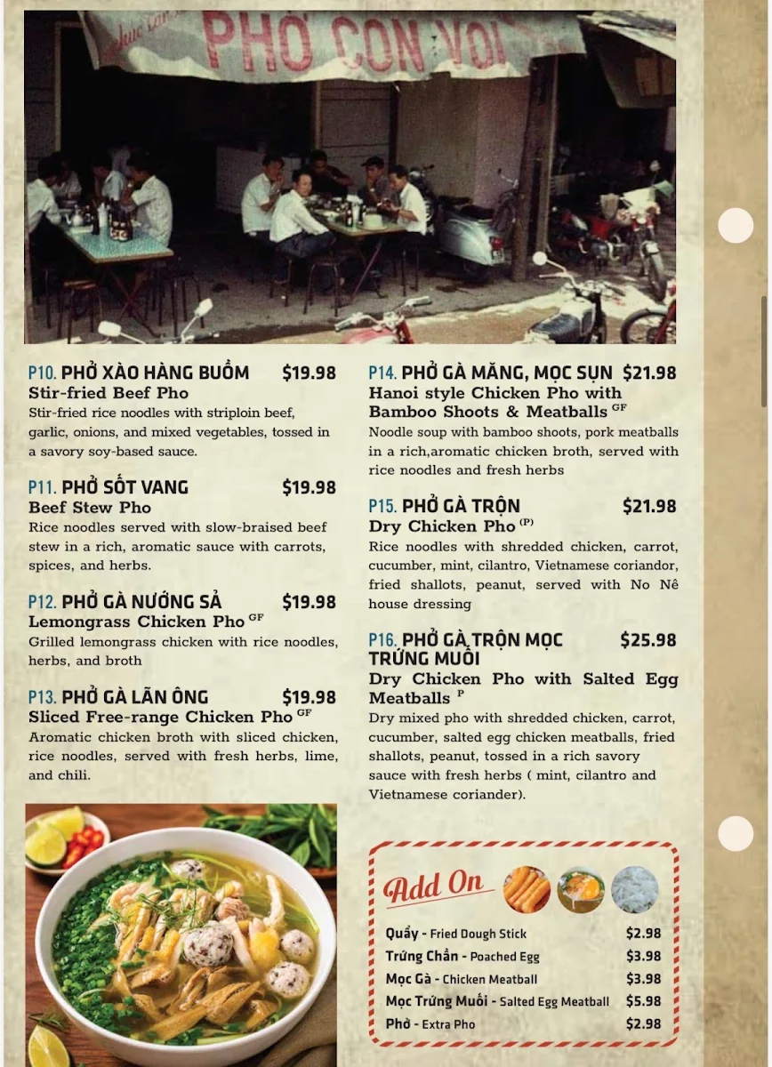 Menu, No Ne Kitchen And Bar