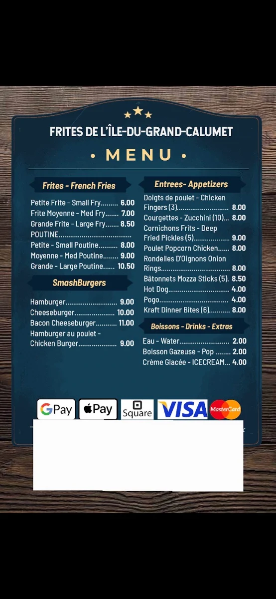 Menu, Frites de L'Île-du-Grand-Calumet