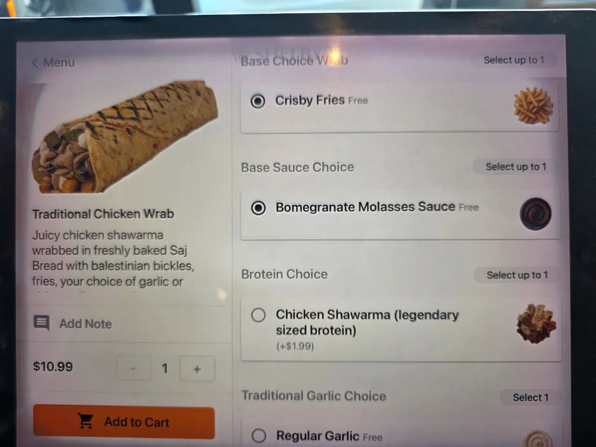 Menu, Shelby's Legendary Shawarma