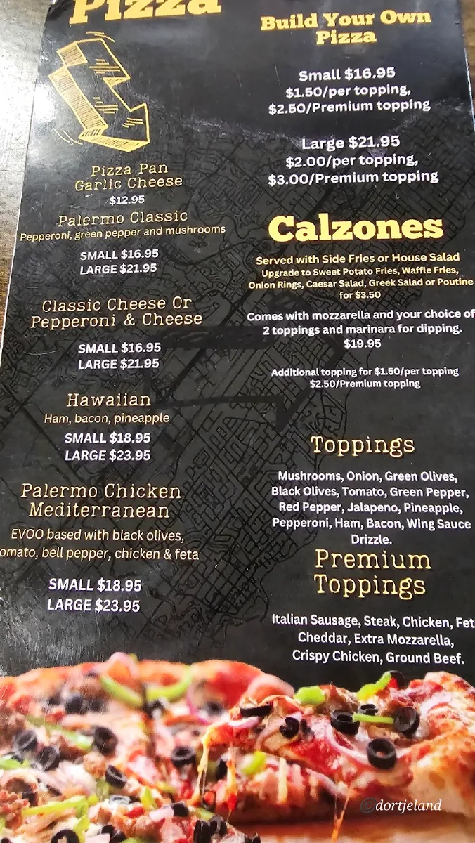 Menu, Palermo Pub