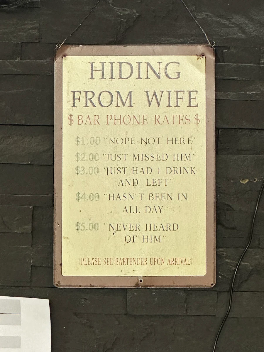 Menu, Palermo Pub
