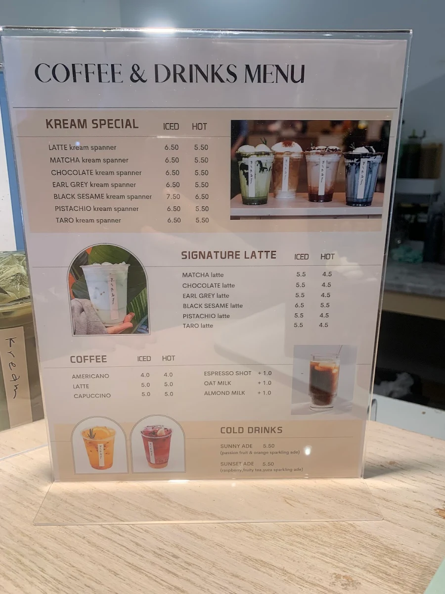 Menu, Kream