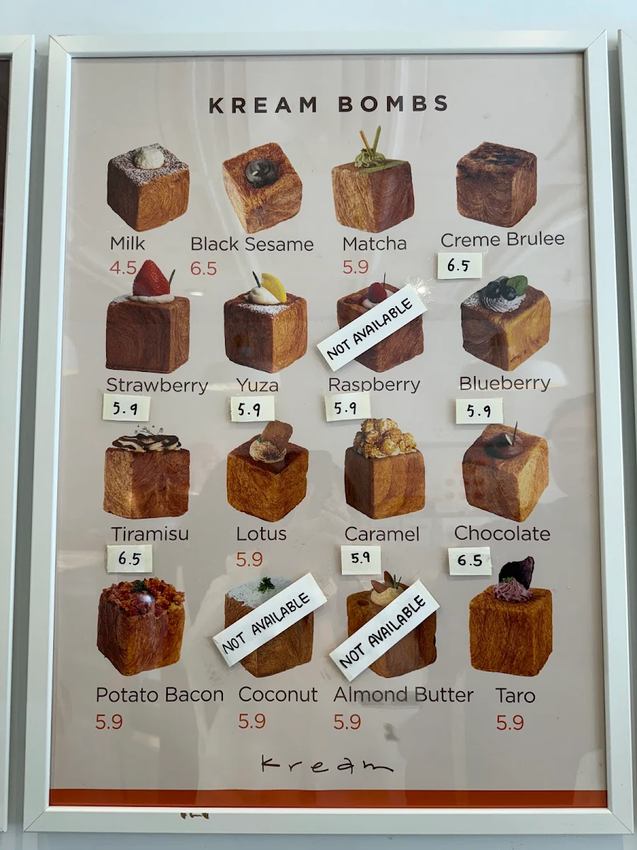 Menu, Kream