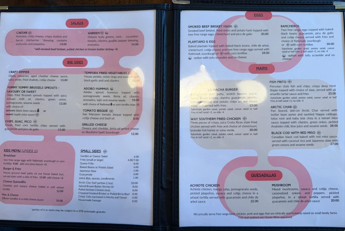 Menu, Chadwick's Craft Kitchen & Bar