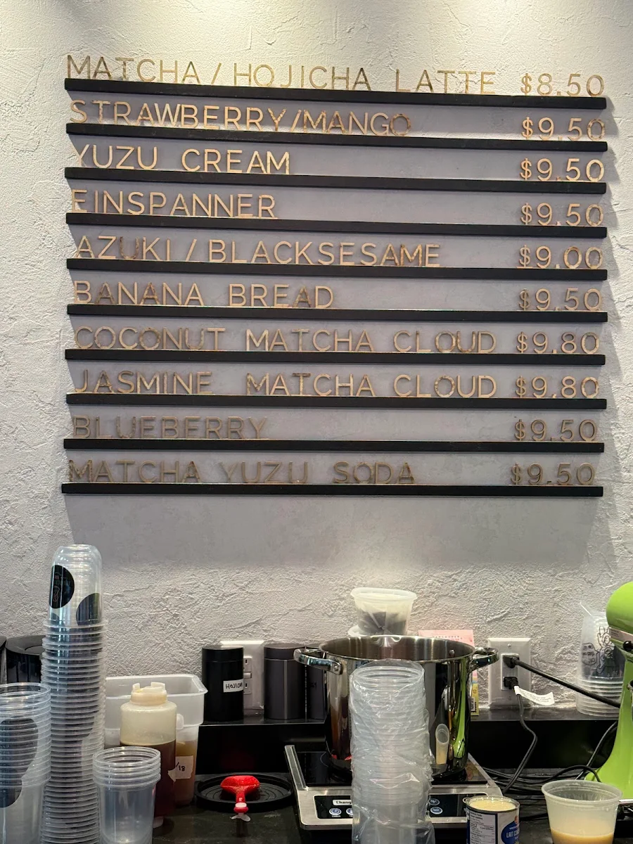 Menu, Matcha Tea Lab