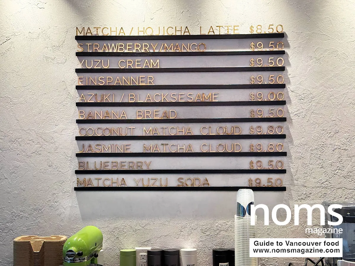 Menu, Matcha Tea Lab