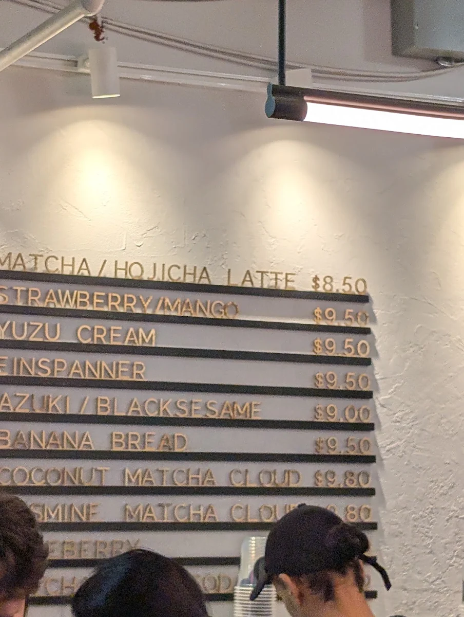 Menu, Matcha Tea Lab