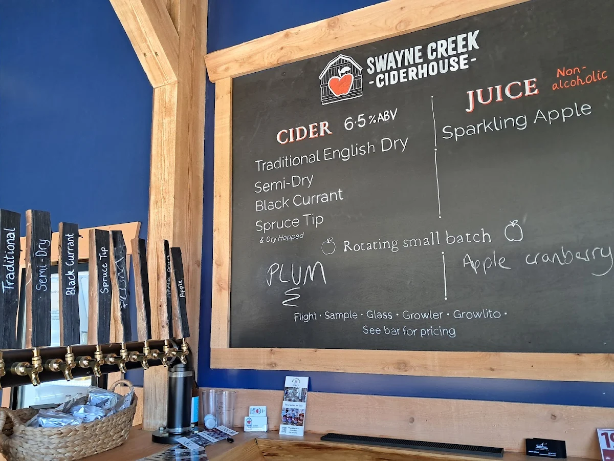 Menu, Swayne Creek Ciderhouse