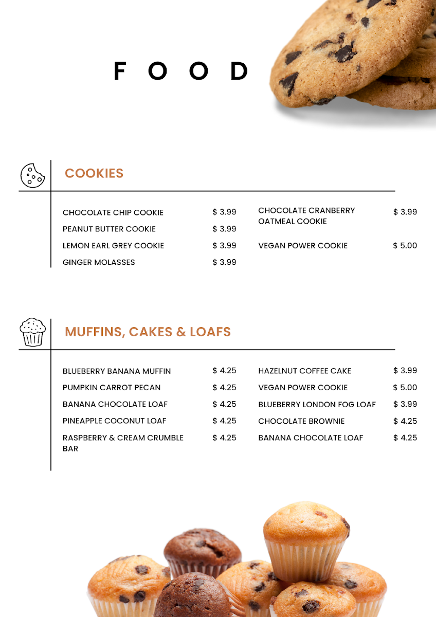 Menu, Cup O' Cafe
