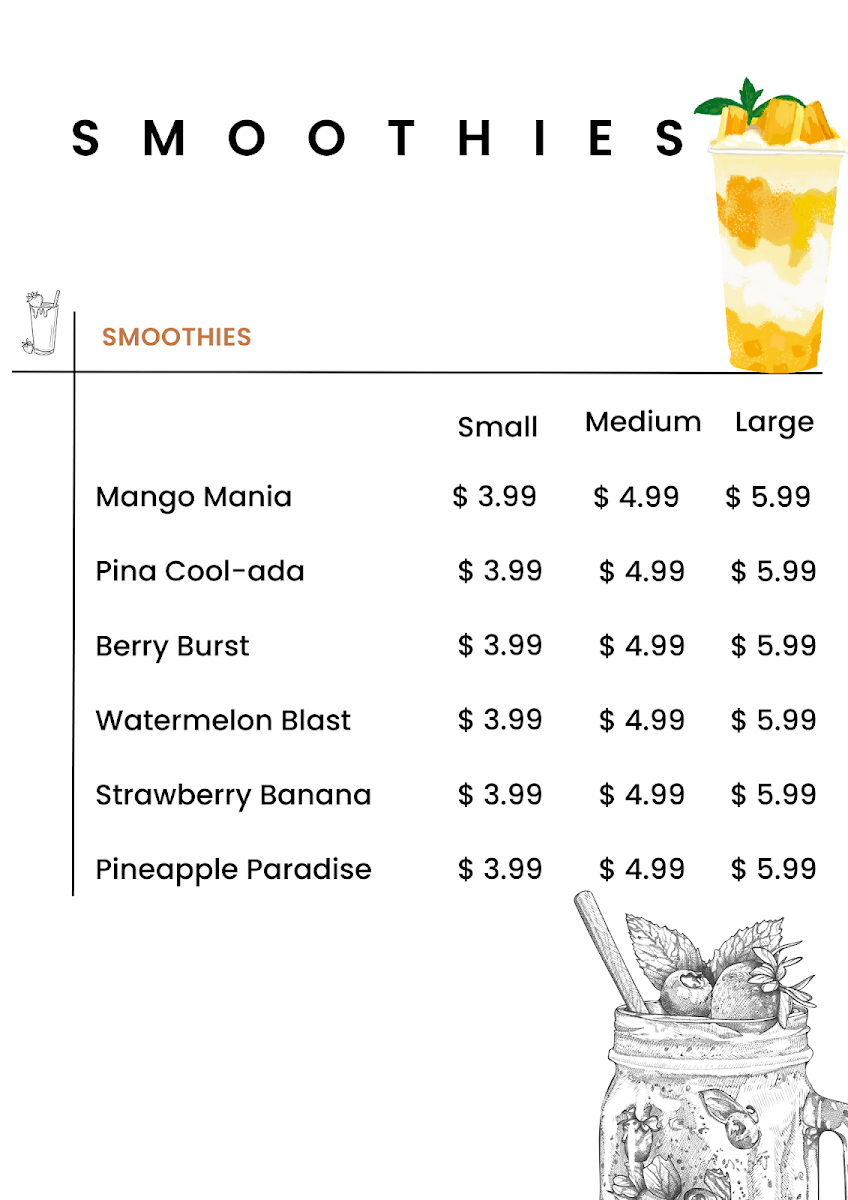 Menu, Cup O' Cafe