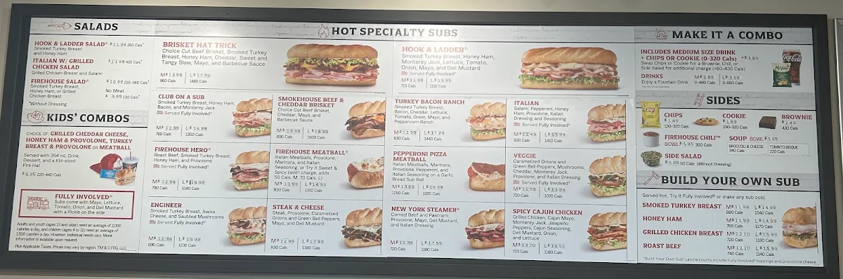 Menu, Firehouse Subs Kitchener Sunfish