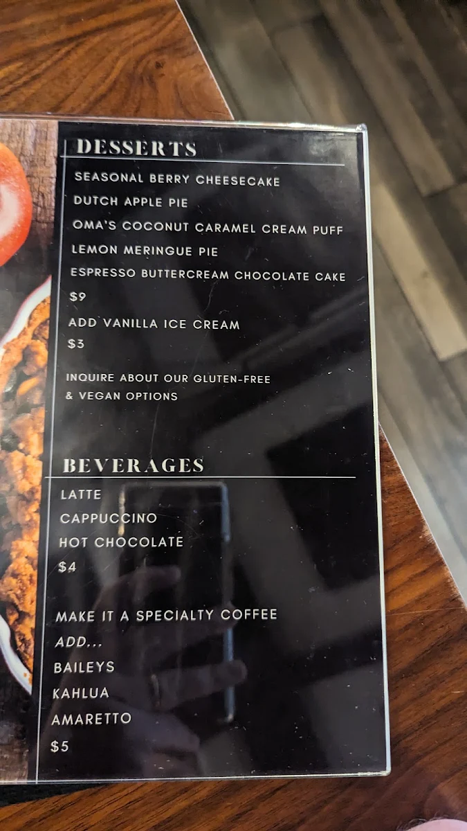 Menu, Exit 153 Restaurant