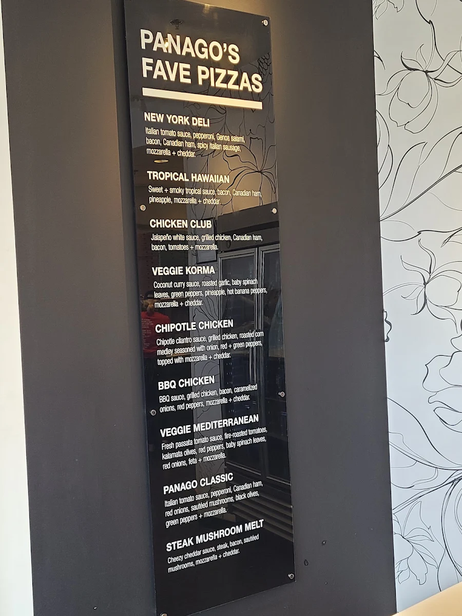 Menu, Panago Pizza