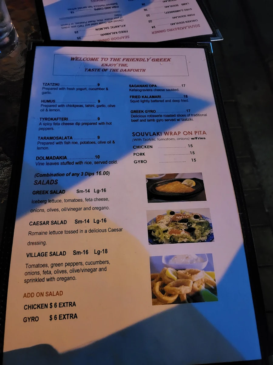 Menu, The Friendly Greek Mediterranean Grill