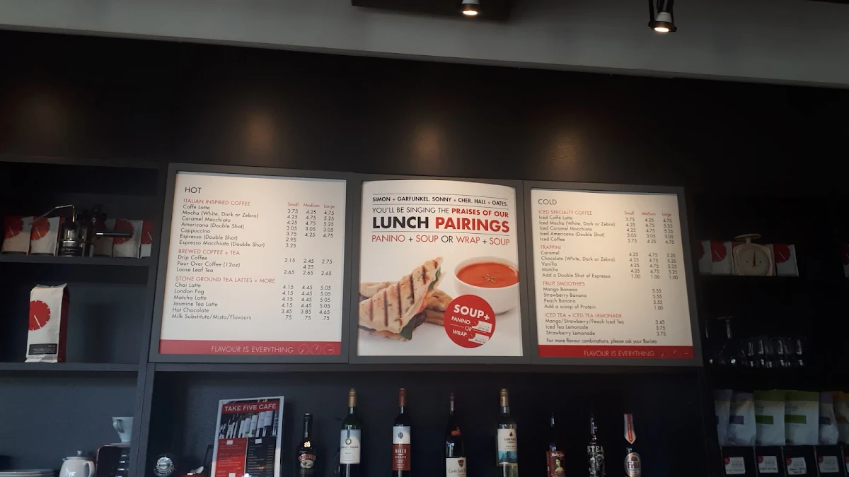 Menu, Take Five Café