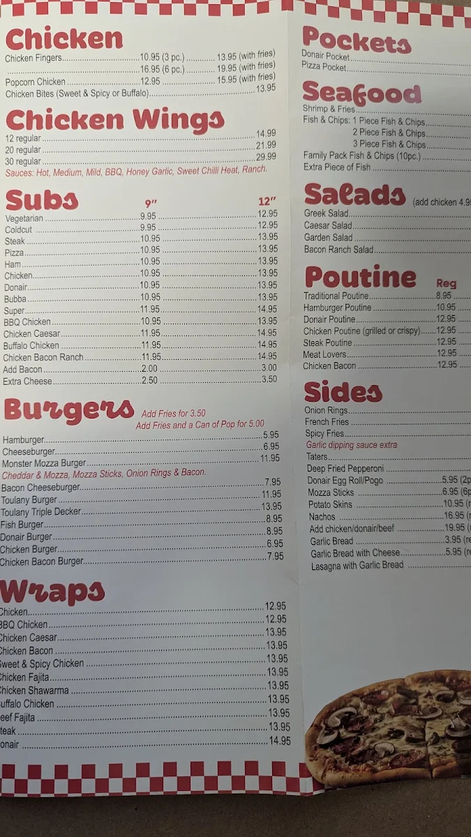 Menu, Pizza Guys
