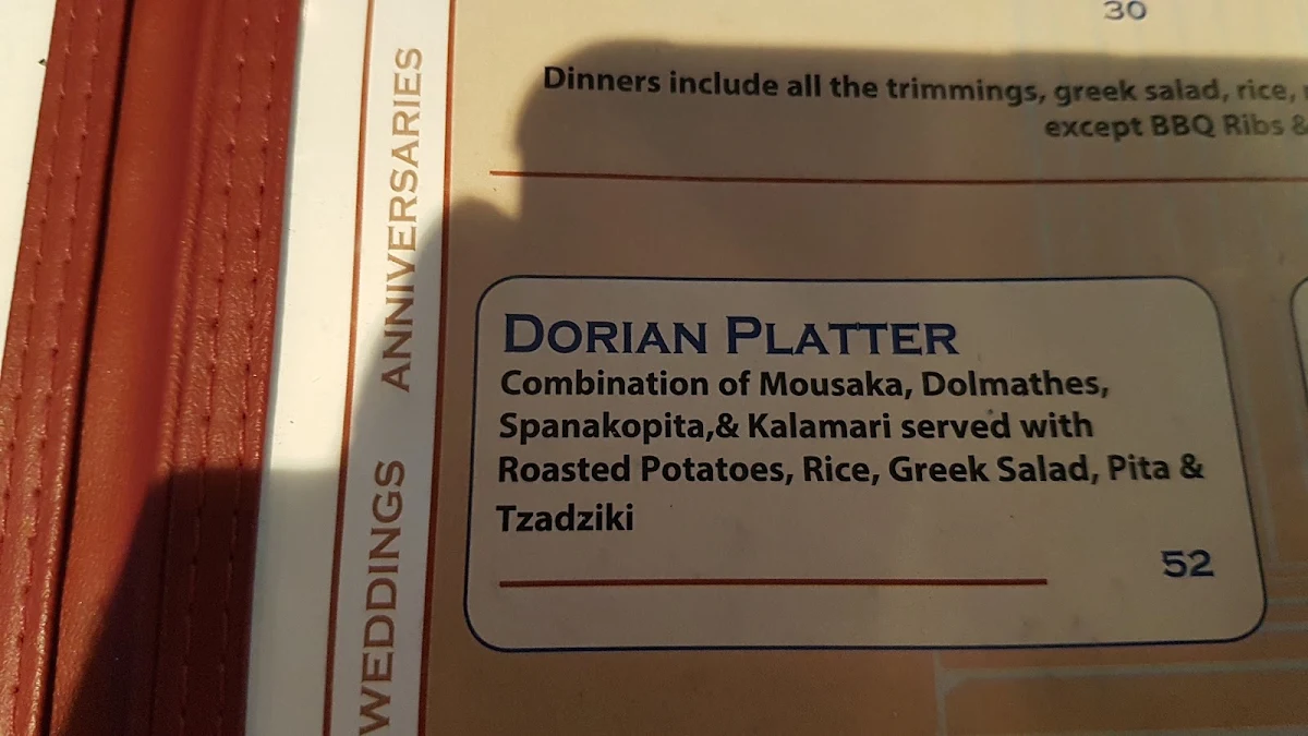 Menu, Dorian Greek House