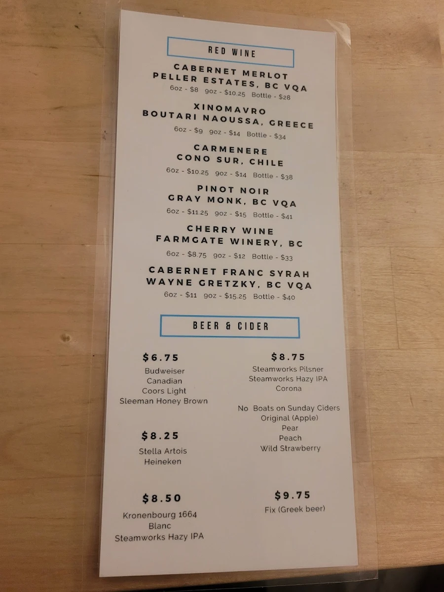 Menu, Dorian Greek House