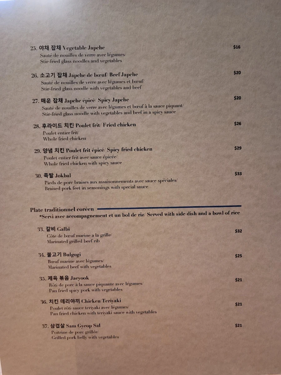 Menu, KimGalbi