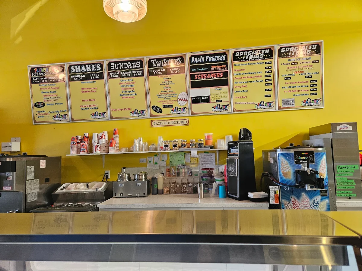 Menu, Twisters Ice Cream Shoppe