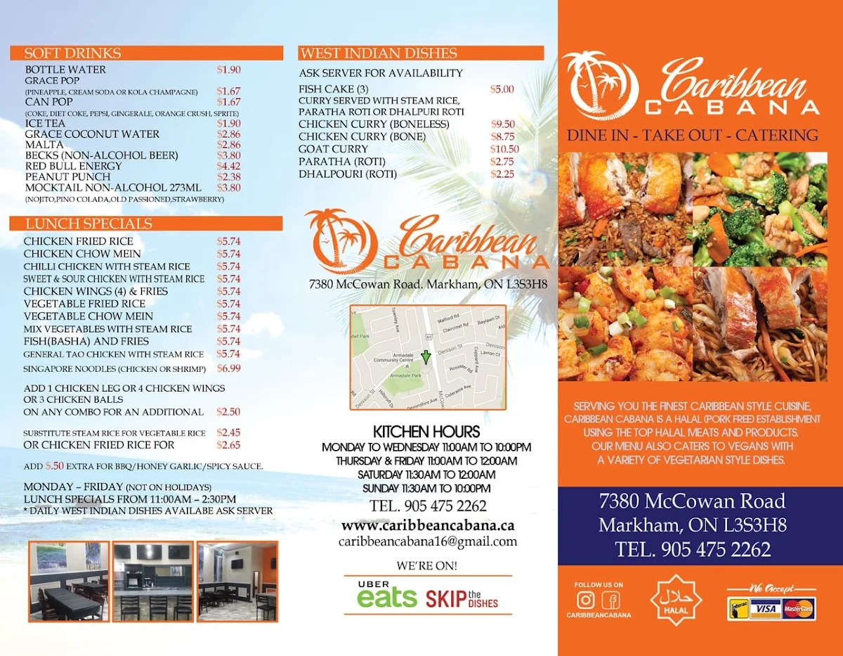 Menu, Caribbean Cabana