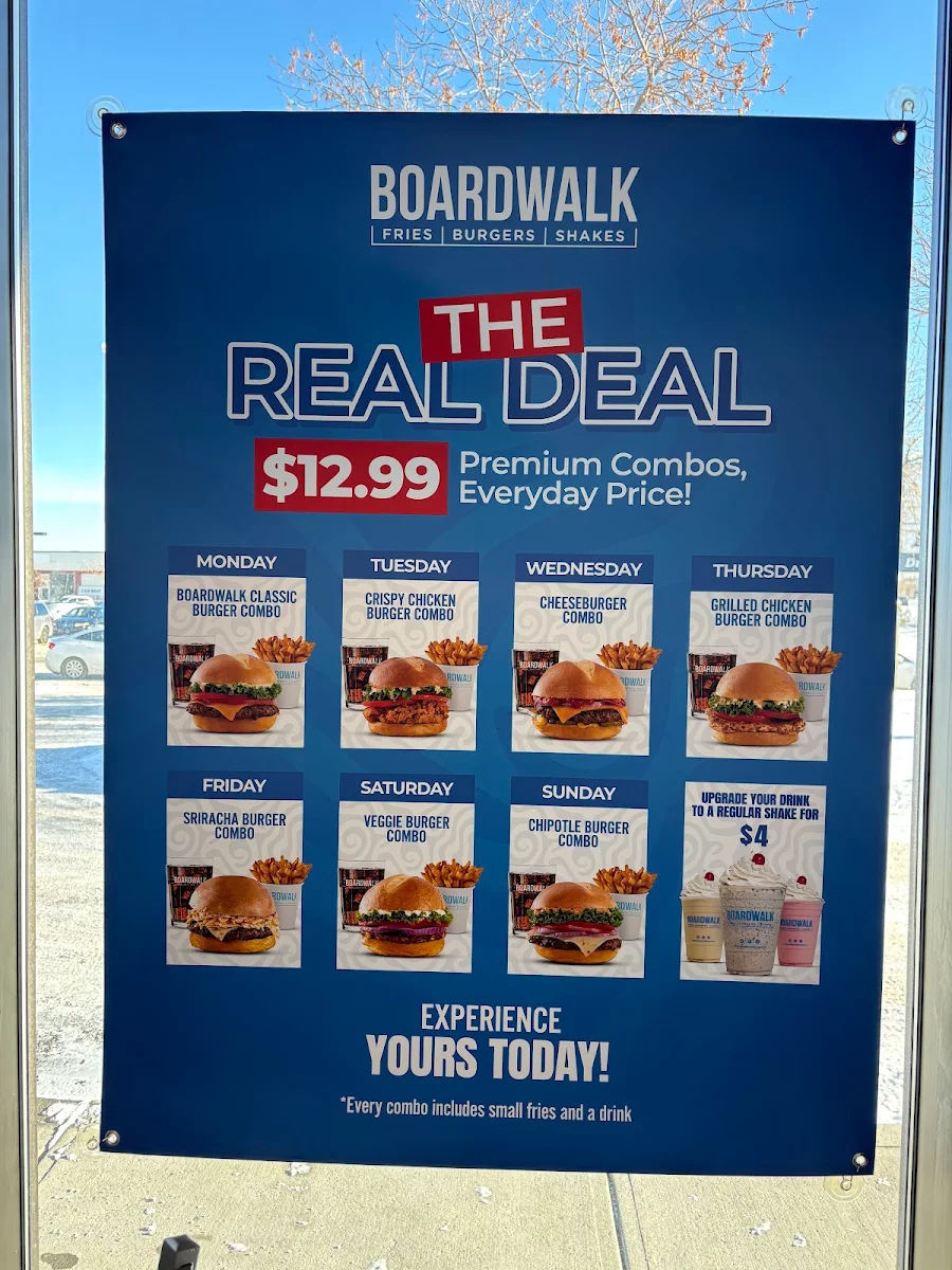 Menu, Boardwalk Burgers - Calgary 32nd Street