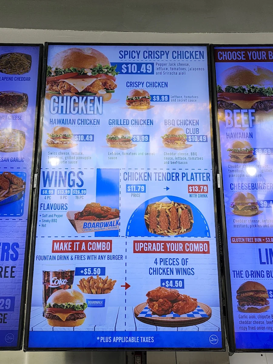 Menu, Boardwalk Burgers - Calgary 32nd Street