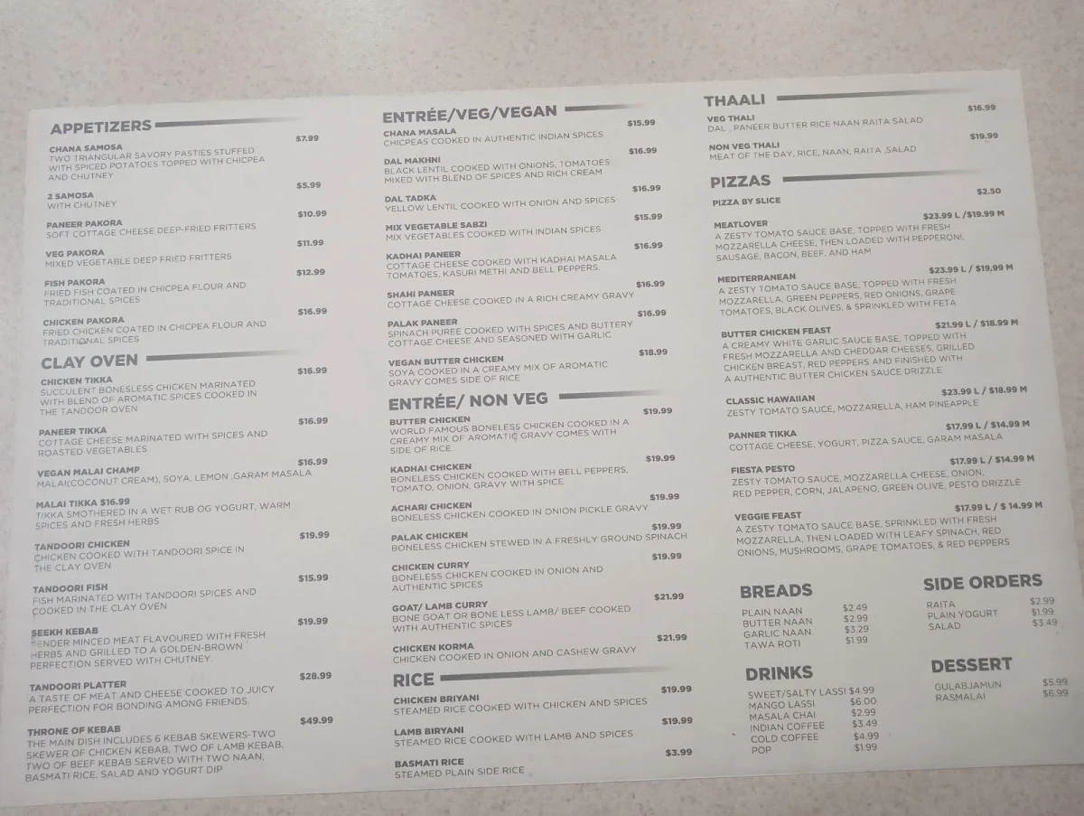 Menu, Karahi a blend of spices( Indian Restaurant)