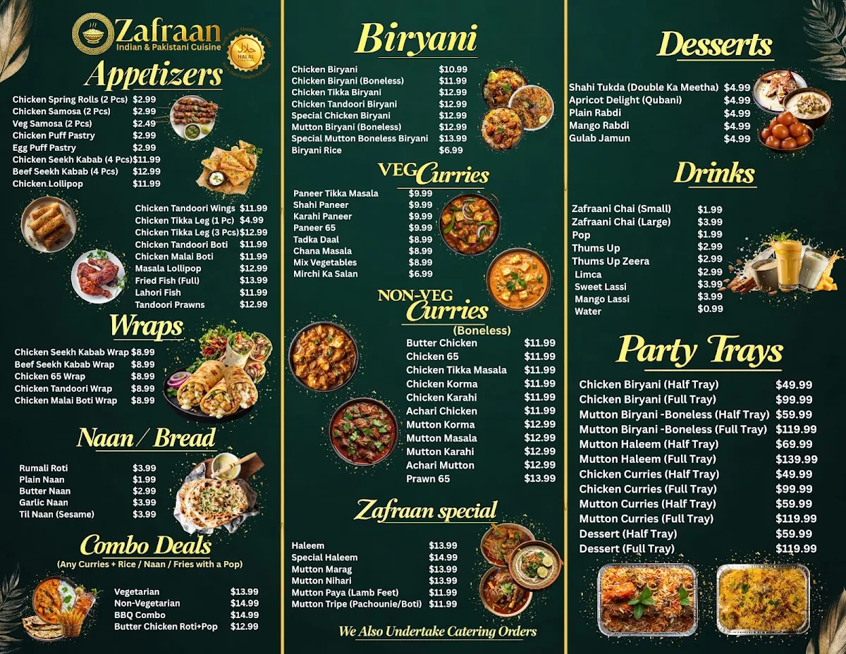 Menu, ZAFRAAN INDIAN & PAKISTANI CUISINE (DOWNTOWN)