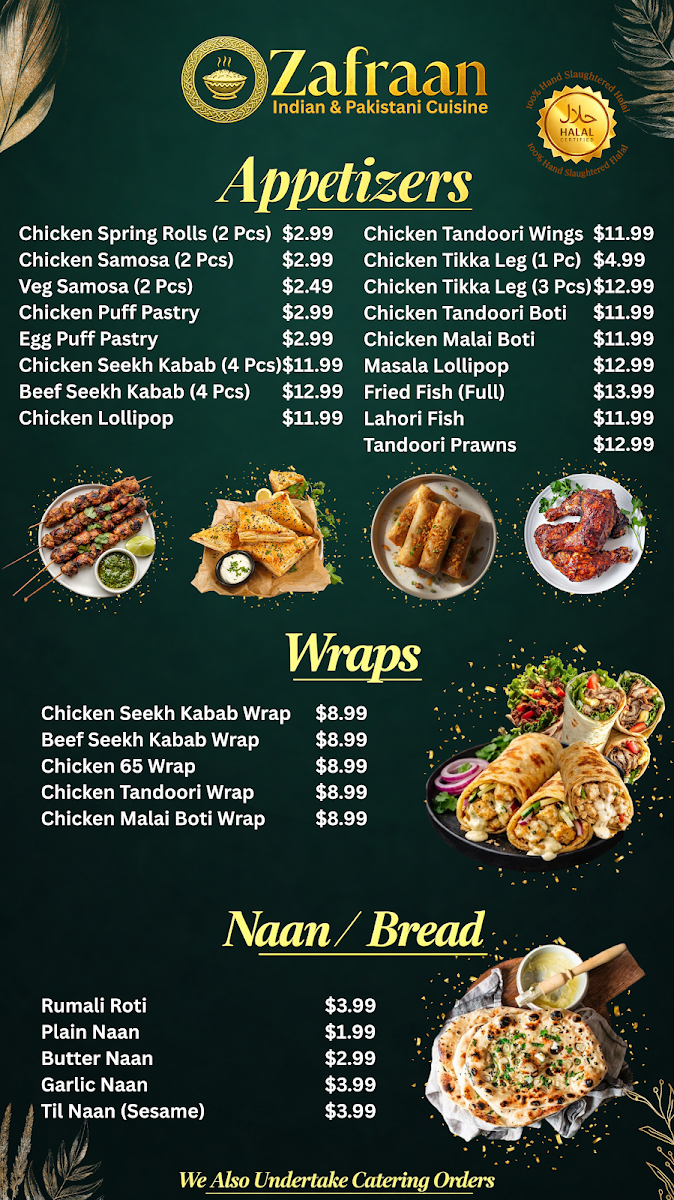 Menu, ZAFRAAN INDIAN & PAKISTANI CUISINE (DOWNTOWN)