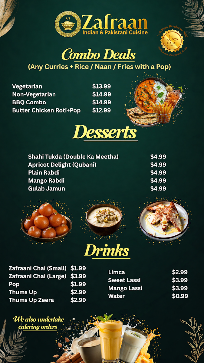 Menu, ZAFRAAN INDIAN & PAKISTANI CUISINE (DOWNTOWN)