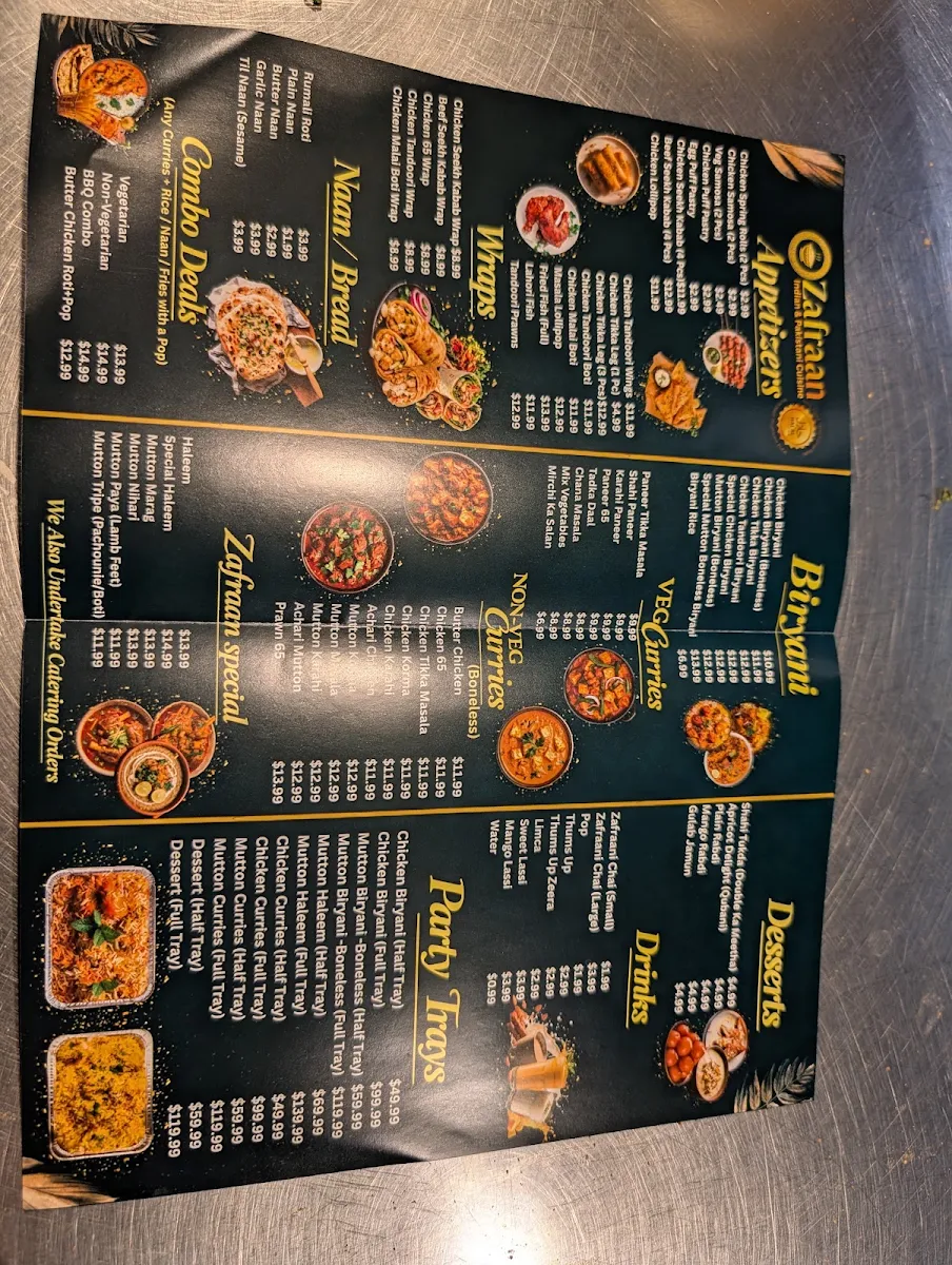 Menu, ZAFRAAN INDIAN & PAKISTANI CUISINE (DOWNTOWN)