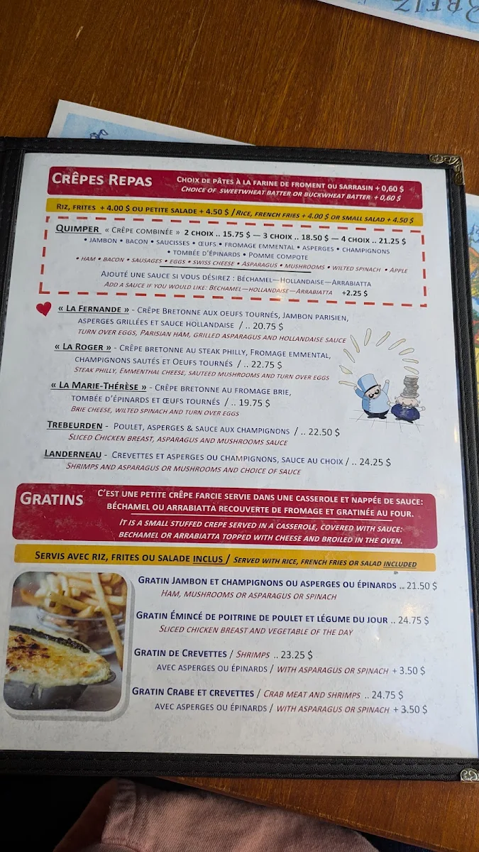 Menu, Au Petit Coin Breton