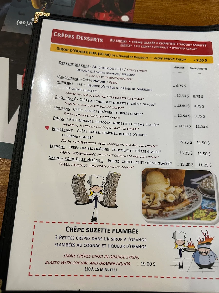 Menu, Au Petit Coin Breton