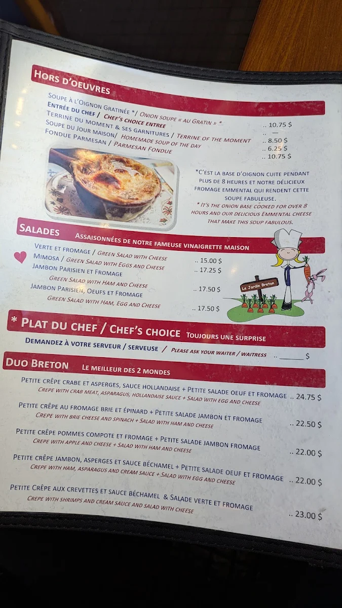 Menu, Au Petit Coin Breton