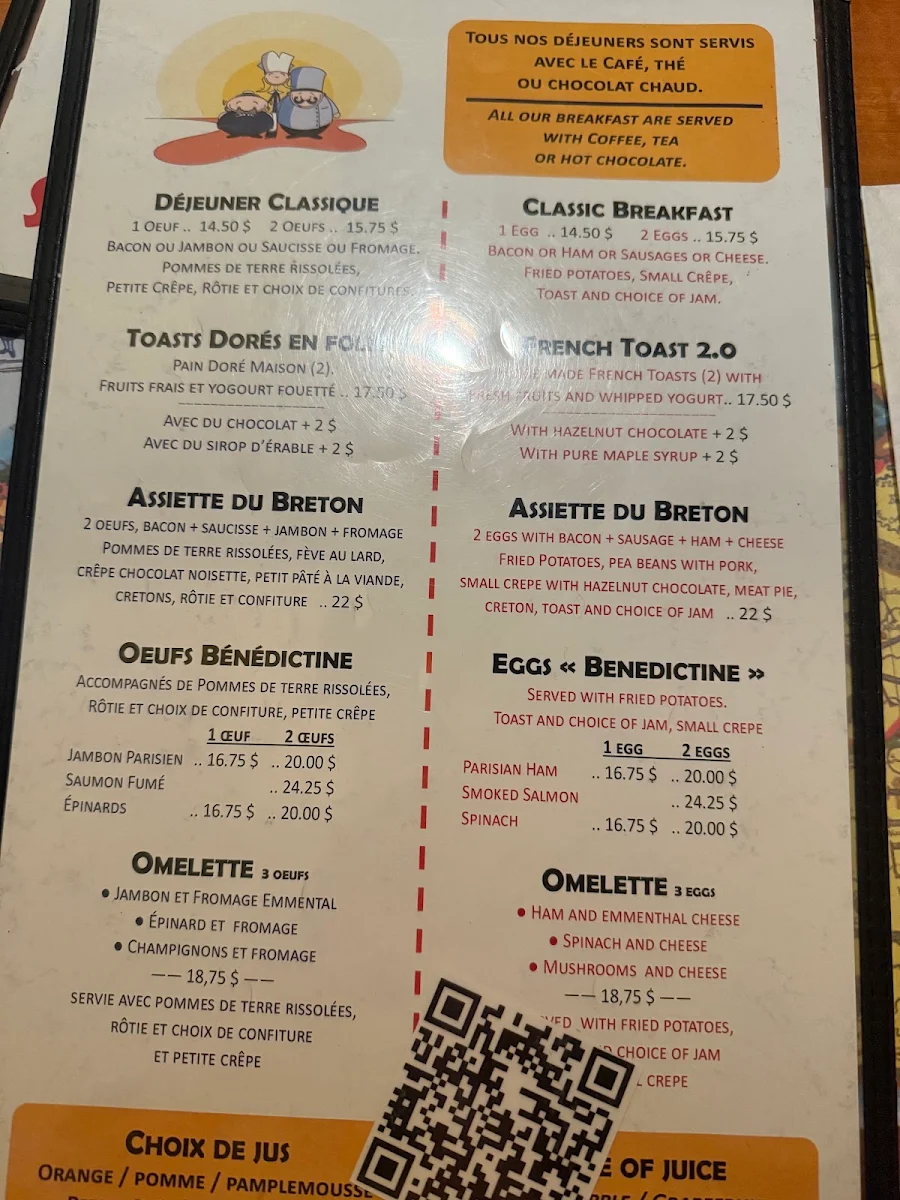 Menu, Au Petit Coin Breton