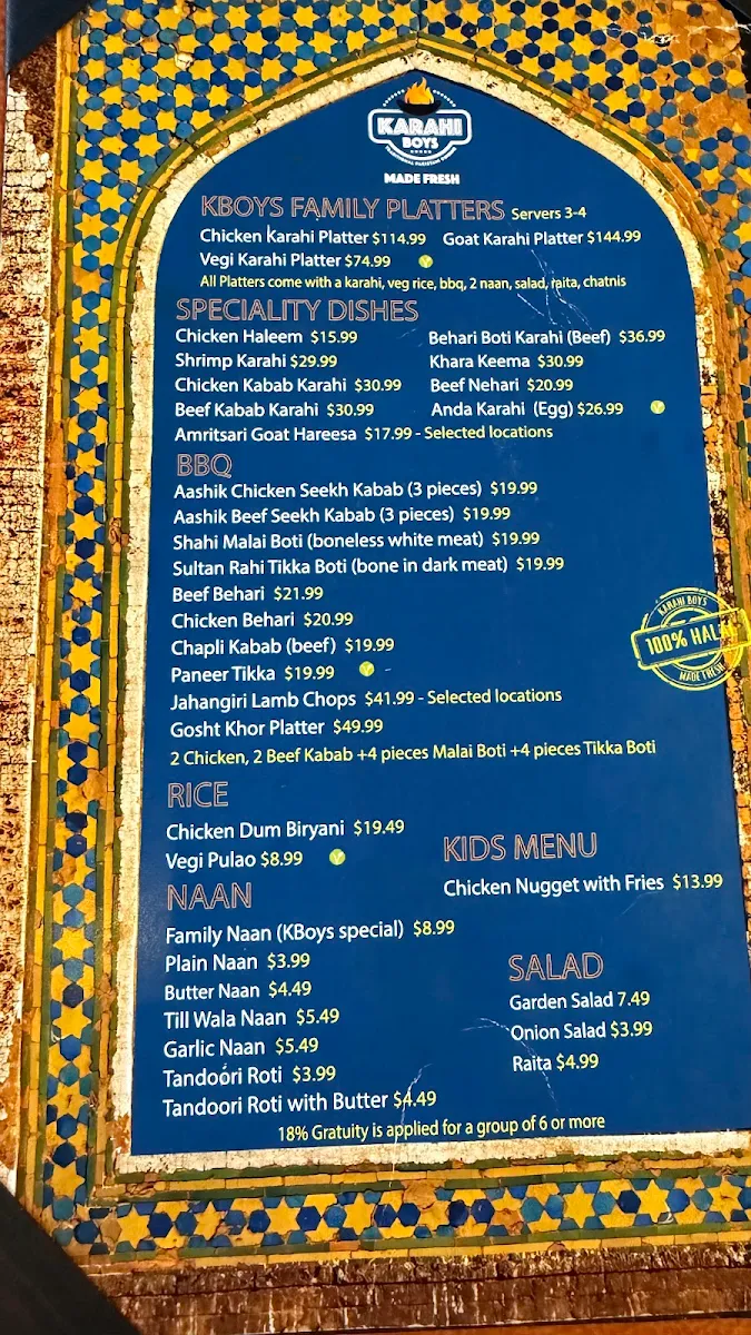 Menu, Karahi Boys