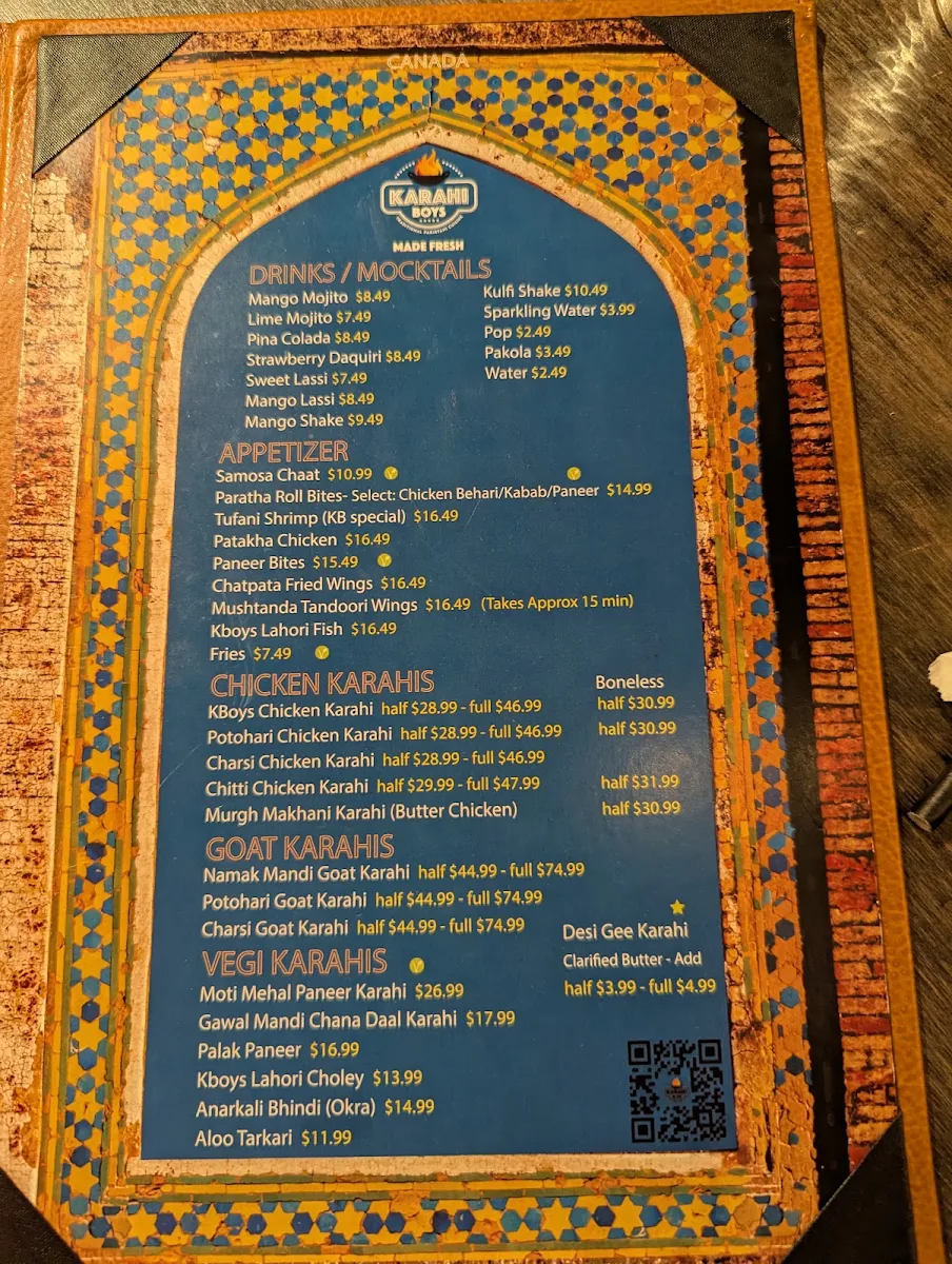 Menu, Karahi Boys