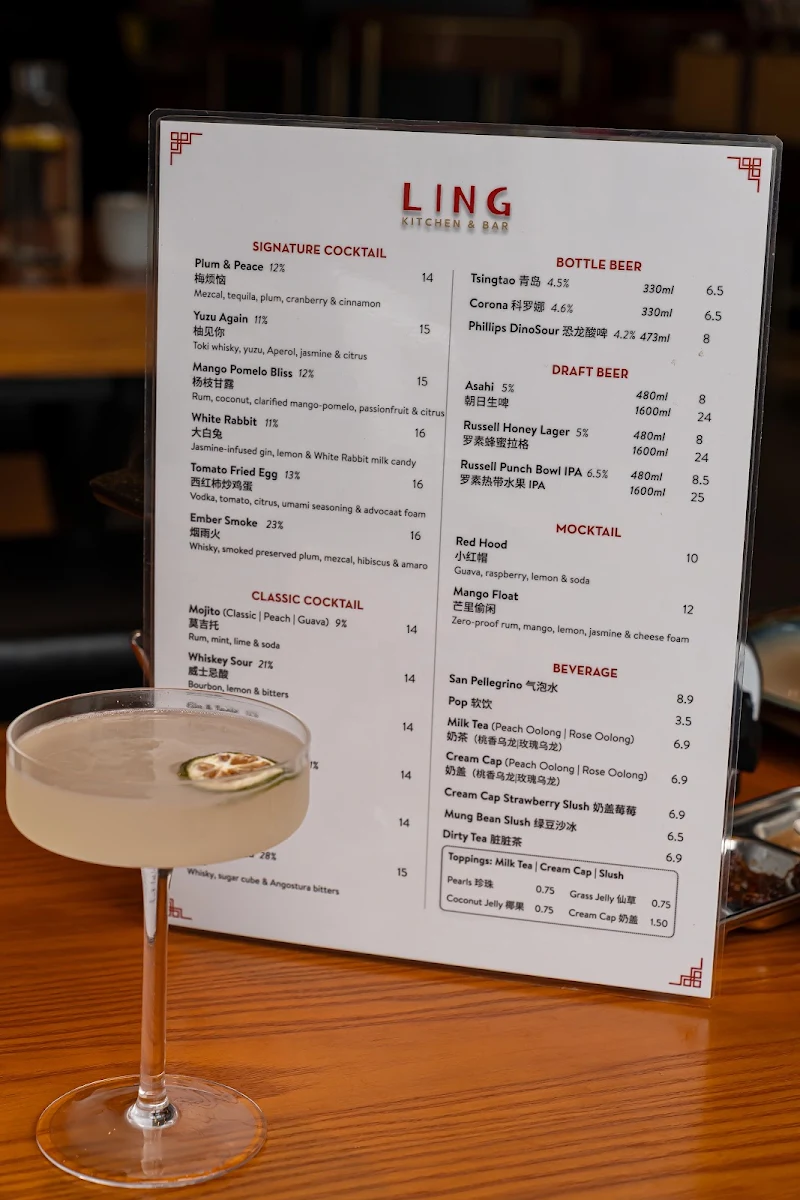Menu, Ling Kitchen & Bar