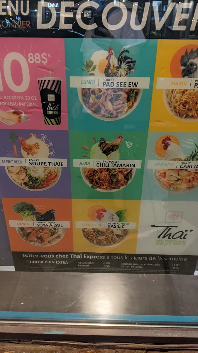 Menu, Thai Express Restaurant Montréal